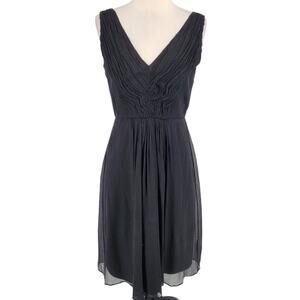 Vintage J Crew Sill Crepe Pleated Ruched Bodice Cocktail Dress Size 4 Black